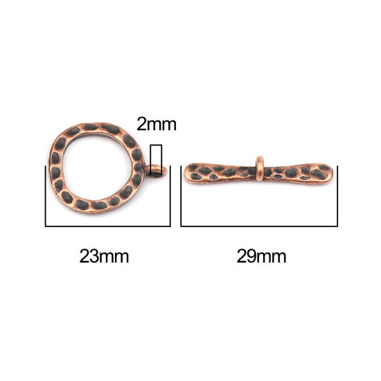 Image de Fermoir Toggle en Alliage de Zinc Forme Annulaire Cuivre Rouge Antique 29mm x 4mm, 10 Kits