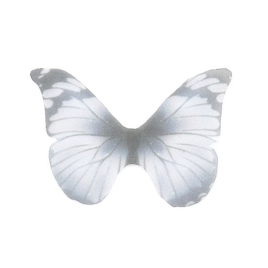Image de Papillon Éthéré En Organza Pour Bricolage Et Artisanat Gris Foncé 43 Mm X 33 Mm, 50 Pièces