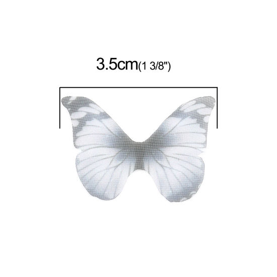 Image de Papillon Éthéré En Organza Pour Bricolage Et Artisanat Gris Foncé 43 Mm X 33 Mm, 50 Pièces
