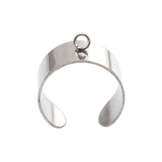 Image de Stainless Steel Open Rings Silver Tone U-shaped W/ Open Loop 18.1mm(US Size 8), 10 PCs