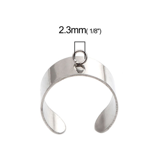 Image de Stainless Steel Open Rings Silver Tone U-shaped W/ Open Loop 18.1mm(US Size 8), 10 PCs