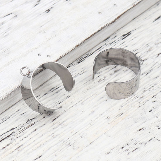 Image de Stainless Steel Open Rings Silver Tone U-shaped W/ Open Loop 18.1mm(US Size 8), 10 PCs