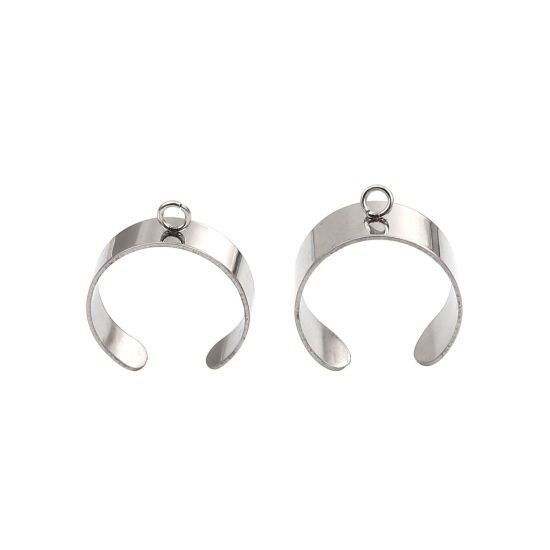 Image de Stainless Steel Open Rings Silver Tone U-shaped W/ Open Loop 18.1mm(US Size 8), 10 PCs