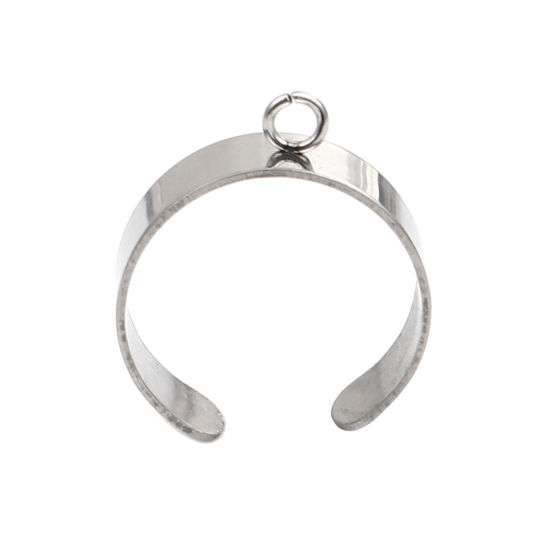 Image de Stainless Steel Open Rings Silver Tone U-shaped W/ Open Loop 18.1mm(US Size 8), 10 PCs