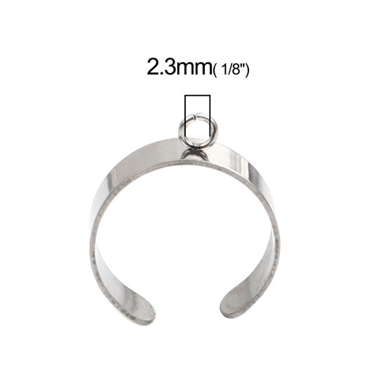 Image de Stainless Steel Open Rings Silver Tone U-shaped W/ Open Loop 18.1mm(US Size 8), 10 PCs