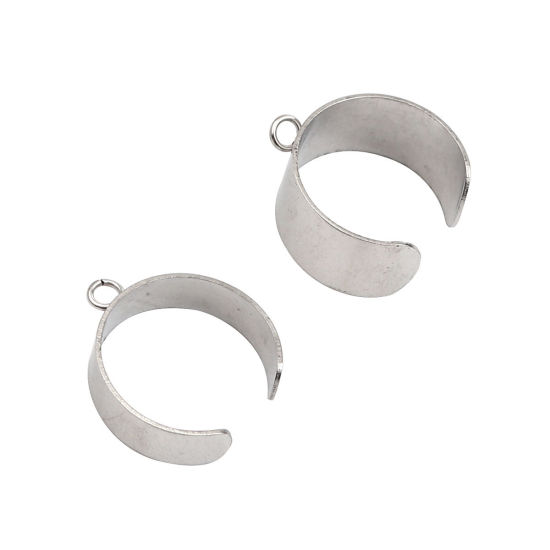Image de Stainless Steel Open Rings Silver Tone U-shaped W/ Open Loop 18.1mm(US Size 8), 10 PCs