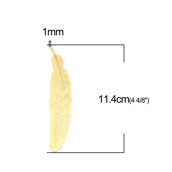 亜鉛合金 ペンダント 羽 金メッキ 11.4cm x 2.3cm、 5 個 の画像