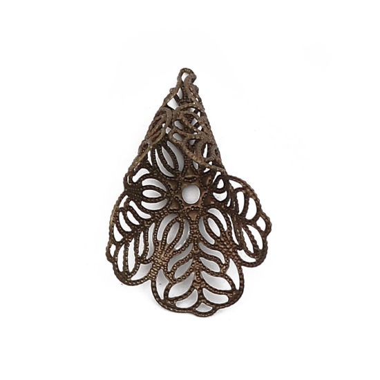 Imagen de Brass Bead Cap Cone Antique Bronze Flower (Fit Beads Size: 20mm Dia.) 27mm x 19mm, 10 PCs