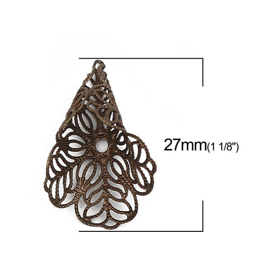 Imagen de Brass Bead Cap Cone Antique Bronze Flower (Fit Beads Size: 20mm Dia.) 27mm x 19mm, 10 PCs