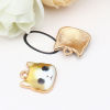 Picture of Zinc Based Alloy Charms Cat Animal Gold Plated Ginger Enamel 13mm x 13mm, 10 PCs