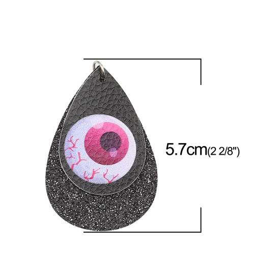 ポリウレタン ハロウィン ペンダント 滴 ドロップ 黒 目 スパンコール 57mm x 37mm、 5 個 の画像