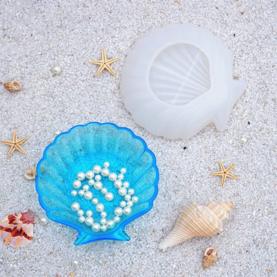 Image de Moule en Silicone Assiette Blanc Coquilles 11cm x 11cm, 1 Pièce