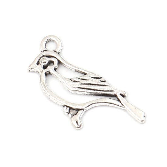 Image de Breloques en Alliage de Zinc Oiseau Argent Vieilli 25mm x 20mm, 50 Pcs