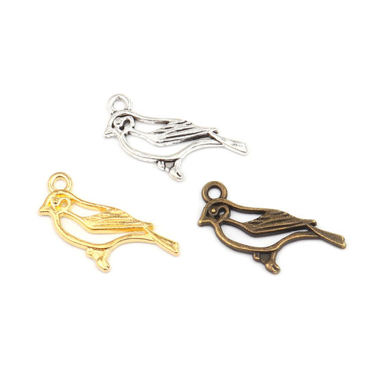 Image de Breloques en Alliage de Zinc Oiseau Argent Vieilli 25mm x 20mm, 50 Pcs
