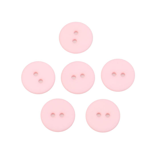 Picture of Resin Sewing Buttons Scrapbooking Two Holes Round Pink 20mm Dia, 100 PCs