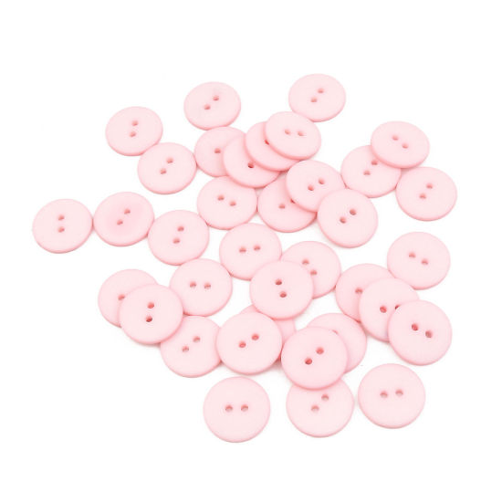 Picture of Resin Sewing Buttons Scrapbooking Two Holes Round Pink 20mm Dia, 100 PCs