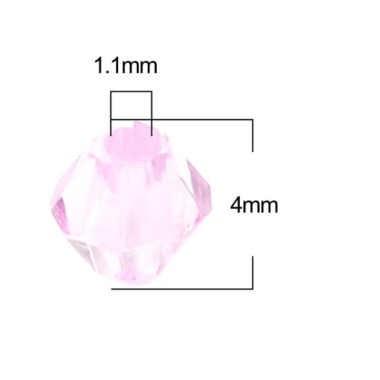 アクリル ビーズ 六角 紫 ファセット・カット 約 4mm x 4mm、 穴：約 1.1mm、 500 個 の画像