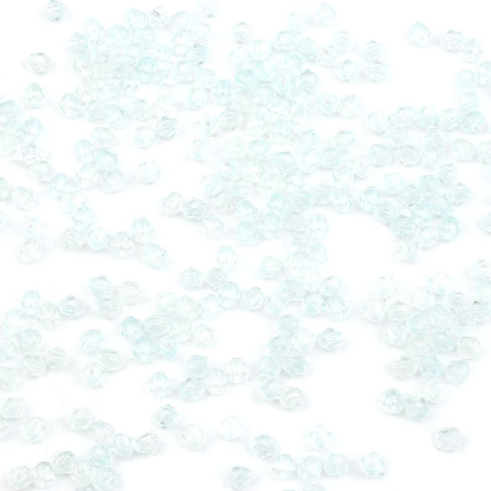 アクリル ビーズ 六角 青磁色 ファセット・カット 約 4mm x 4mm、 穴：約 1.1mm、 500 個 の画像