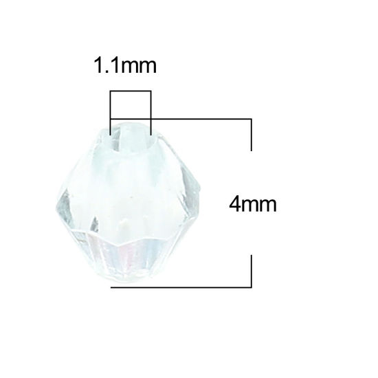 アクリル ビーズ 六角 青磁色 ファセット・カット 約 4mm x 4mm、 穴：約 1.1mm、 500 個 の画像
