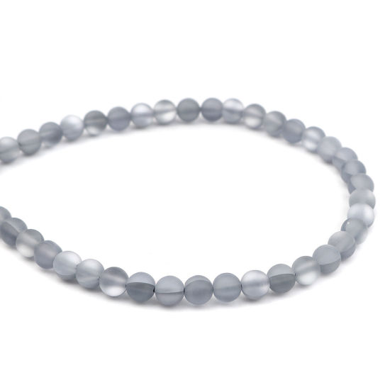 Image de Glass Imitation Glitter Polaris Beads Round Gray Translucent Frosted About 8mm Dia, Hole: Approx 0.9mm, 37cm(14 5/8") long, 1 Strand (Approx 48 PCs/Strand)