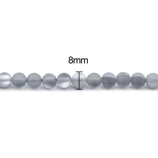 Image de Glass Imitation Glitter Polaris Beads Round Gray Translucent Frosted About 8mm Dia, Hole: Approx 0.9mm, 37cm(14 5/8") long, 1 Strand (Approx 48 PCs/Strand)