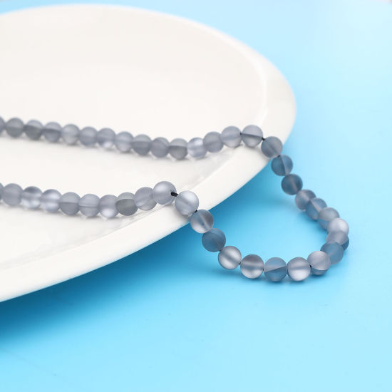 Image de Glass Imitation Glitter Polaris Beads Round Gray Translucent Frosted About 8mm Dia, Hole: Approx 0.9mm, 37cm(14 5/8") long, 1 Strand (Approx 48 PCs/Strand)
