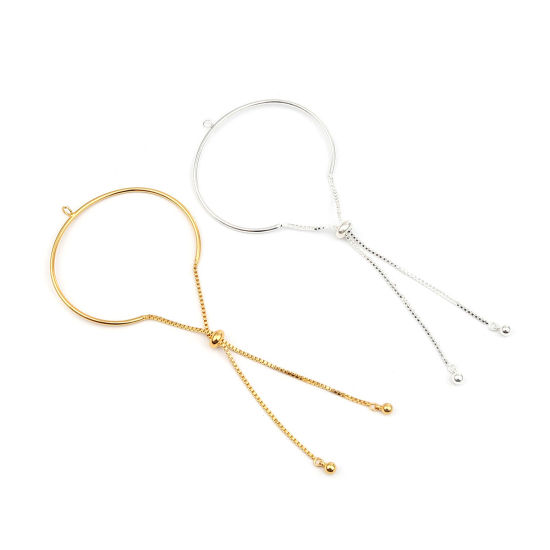 Zinc Based Alloy Bracelets Accessories Findings Round Gold Plated W/ Loop 17.8cm(7") long, 1 Piece の画像