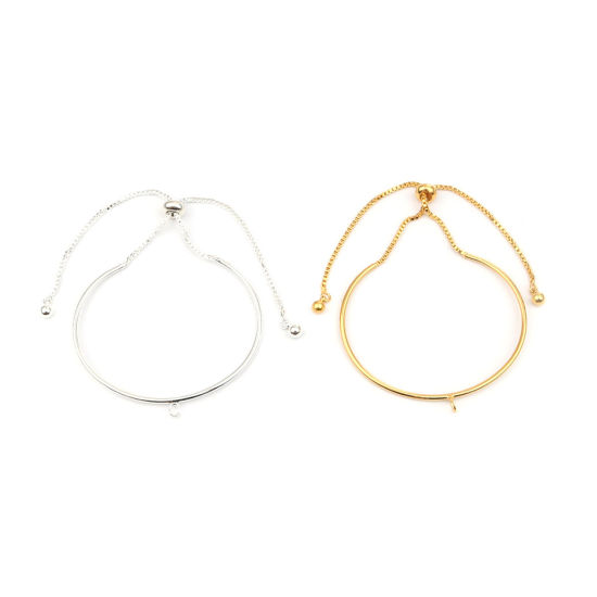 Zinc Based Alloy Bracelets Accessories Findings Round Gold Plated W/ Loop 17.8cm(7") long, 1 Piece の画像