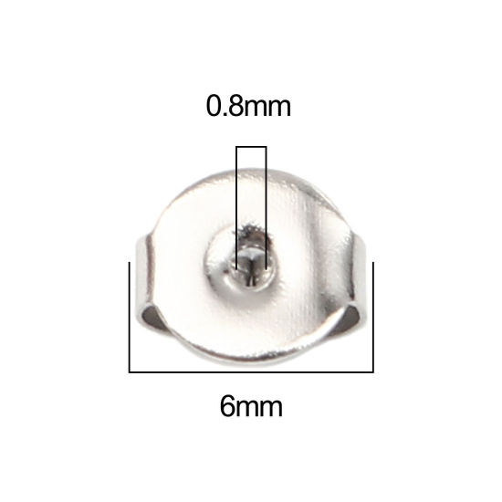 Image de Embout de Boucles d'Oreilles en 304 Acier Inoxydable Rond Argent Mat 6mm x 5mm, 50 Pcs