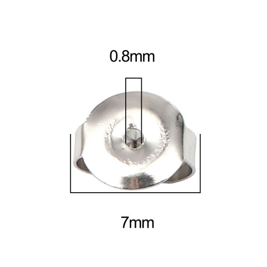 Image de Embout de Boucles d'Oreilles en 304 Acier Inoxydable Rond Argent Mat 7mm x 6mm, 50 Pcs