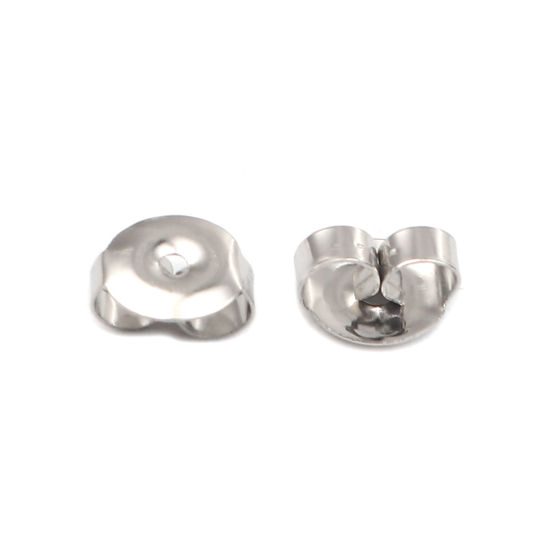 Image de Embout de Boucles d'Oreilles en 304 Acier Inoxydable Rond Argent Mat 7mm x 6mm, 50 Pcs