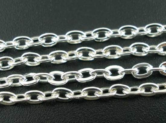 Bild von 5 Meter Eisenlegierung Kreuz Gliederketten Versilbert 4x3mm