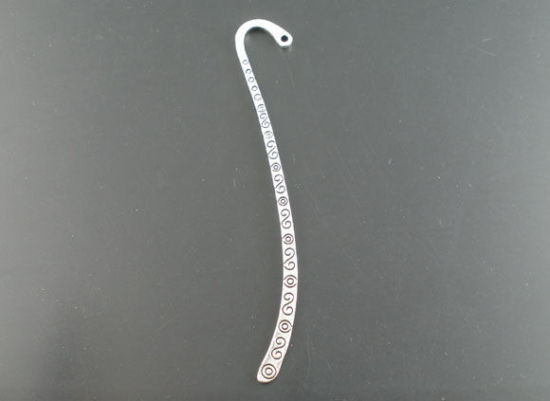 Image de Marque-Pages en Alliage de Zinc Courbé Argent Vieilli Motif Sculpté 8.5cm, 10 Pcs