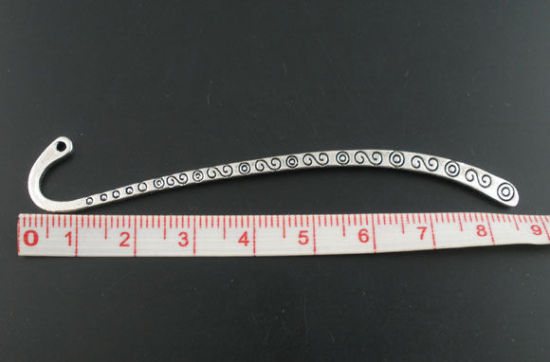 Image de Marque-Pages en Alliage de Zinc Courbé Argent Vieilli Motif Sculpté 8.5cm, 10 Pcs