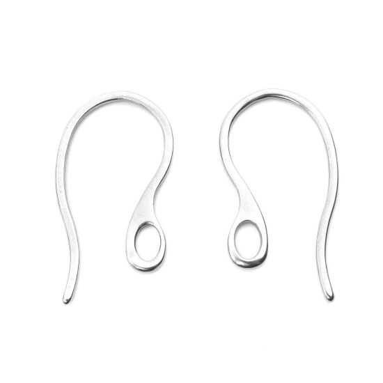304ステンレス鋼 ピアスフック n形 シルバートーン 22mm x 11mm、 ワイヤーサイズ: （20号）、 100 個 の画像