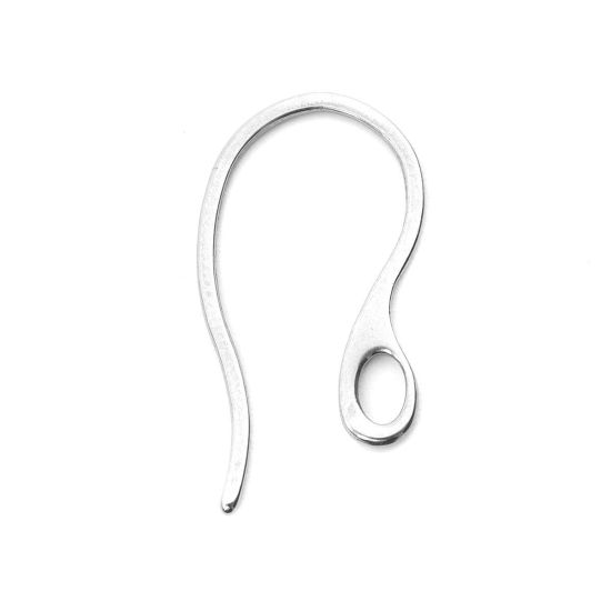 304ステンレス鋼 ピアスフック n形 シルバートーン 22mm x 11mm、 ワイヤーサイズ: （20号）、 100 個 の画像