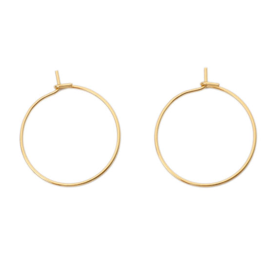 304ステンレス鋼 フープピアス 円形 金メッキ 24mm x 20mm、 ワイヤーサイズ: （21号）、 100 個 の画像