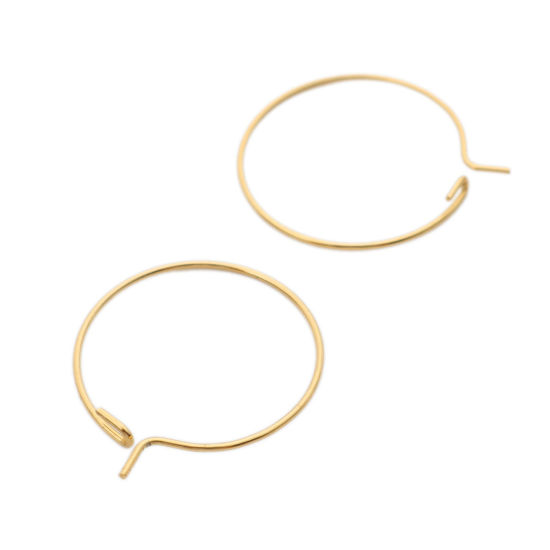 304ステンレス鋼 フープピアス 円形 金メッキ 24mm x 20mm、 ワイヤーサイズ: （21号）、 100 個 の画像