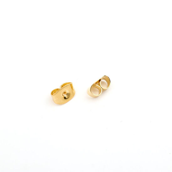 Picture of 304 Stainless Steel Ear Nuts Post Stopper Earring Findings Butterfly Animal Gold Plated 6mm x 4mm, 100 PCs