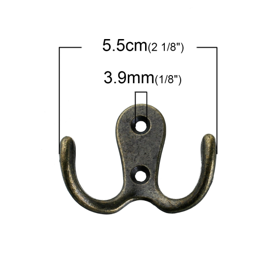 亜鉛合金 アンティーク調 壁フック 衣類用 フック 不規則 銅古美 5.5cm x 4.1cm、 5 個 の画像