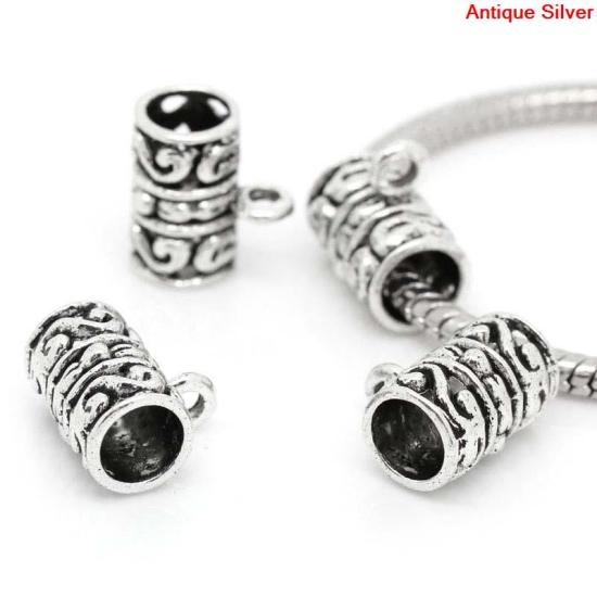 ヨーロッパ風 チャームビーズ ヨーロッパ/ブレスレットにも合う 円筒形 銀古美 6mm 2.3mm 13mm x 12mm、 50 個 の画像