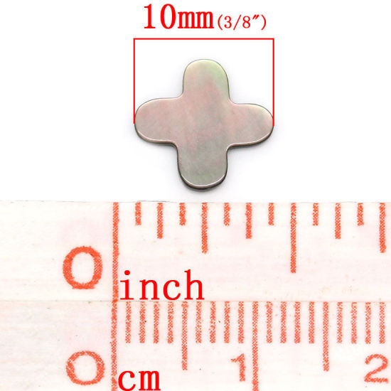Image de Appliques d'embellissement en Coquille Naturelle, Forme Croix, Noir 10.0mm x 10.0mm, 5 Pièces