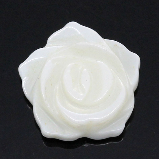 ナチュラル シェル 装飾パーツ フラワー ホワイト 13.0mm x 13.0mm、 5 PCs  の画像