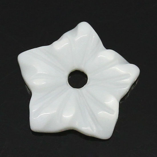 Image de Perles en Coquille Naturelle Forme Fleur Blanc 10mm x 10mm, Tailles de Trous: 1.3mm, 5 Pièces