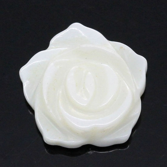ナチュラル シェル 装飾パーツ フラワー ホワイト 13.0mm x 13.0mm、 5 PCs  の画像