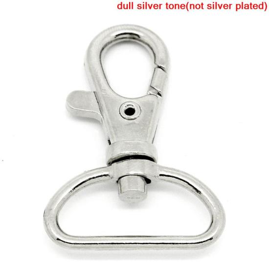 Image de Porte-Clé en Alliage de Zinc Mousqueton Pivotant Argent Mat 4.1cm x 2.9cm, 10 PCs