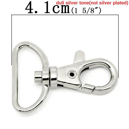 Image de Porte-Clé en Alliage de Zinc Mousqueton Pivotant Argent Mat 4.1cm x 2.9cm, 10 PCs