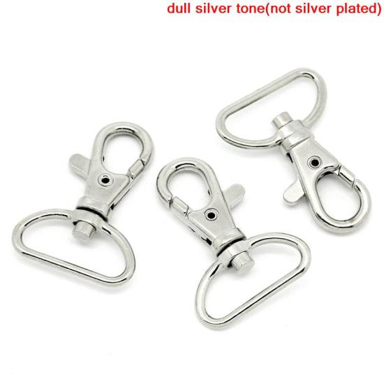 Image de Porte-Clé en Alliage de Zinc Mousqueton Pivotant Argent Mat 4.1cm x 2.9cm, 10 PCs