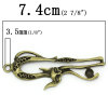 Picture of Zinc Metal Alloy Pendants Fox Animal Antique Bronze (Can Hold ss5 Rhinestone) 7.4cm x 3.2cm(2 7/8"x1 2/8"), 5 PCs