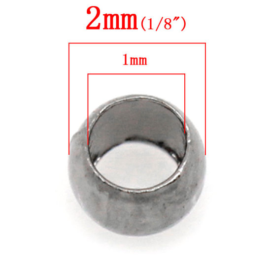 真鍮 圧着ビーズ 円形 ガンメタル 1mm 2mm x 1.2mm、 3000 PCs の画像